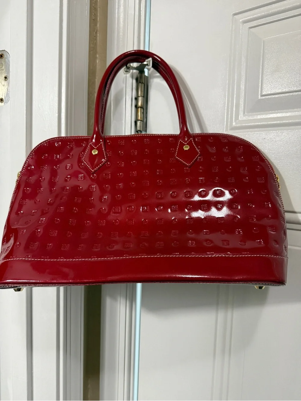 Arcadia Red Patent Dome-Style Satchel
